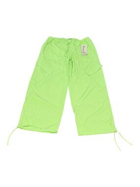 No Boundaries Women Medium 8-10 Neon Green Pullon Tie Parachute Pants Drawstring